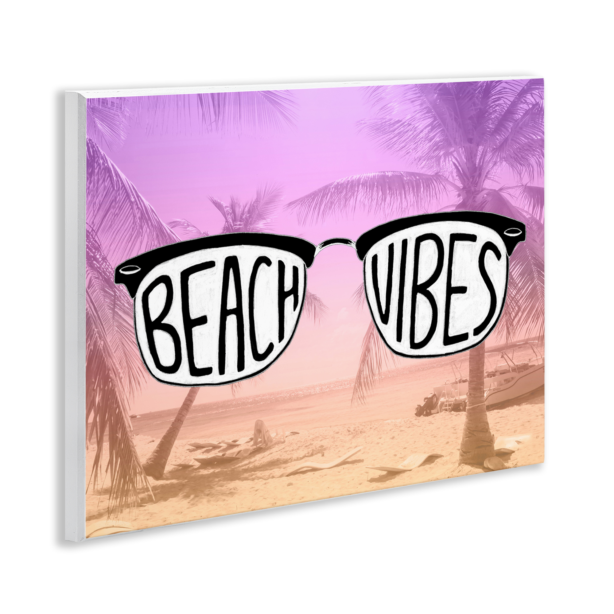 Stupell Industries Tropical Beach Vibes Typography Painting Unframed Art Print Wall Art, 14 x 11