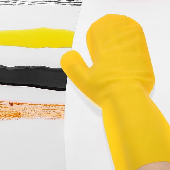 OUNONA 2Pcs Kitchen Dishwashing Glove White Latex Sponge Cleaning Tool