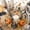 Orange, variant on Autumn Pumpkin and Pinecone Wreath Candle Holder – White Fall Decor for Thanksgiving and Halloween