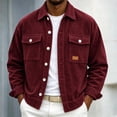 thumbnail image 5 of Men Corduroy Shacket Sevevn Long Sleeve Lapel Collar Button Front Jacket With Dual Chest Pockets For Daily Casual Wear Weekend Outings And Everyday Street Occasions, 5 of 8