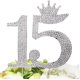 thumbnail image 3 of Decoración para tarta con diseño de corona de princesa de 15 quinceanera - Sweet 15th cumpleaños Party, Plateado, 1 XianweiShao 8390615133210, 3 of 5