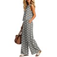 thumbnail image 6 of Women's Polka Dot Two Piece Matching Suit Crew Neck Sleeveless Top and High Waist Wide Leg Pocket Pants Light Thin Streetwear Casual Outfit Gray, 6 of 6