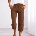 thumbnail image 2 of Glisme Pants For Womens Elastic Waist Relax Fit Trousers Straight Leg Slacks With Pocket Fashion Bottoms Coffee M, 2 of 5