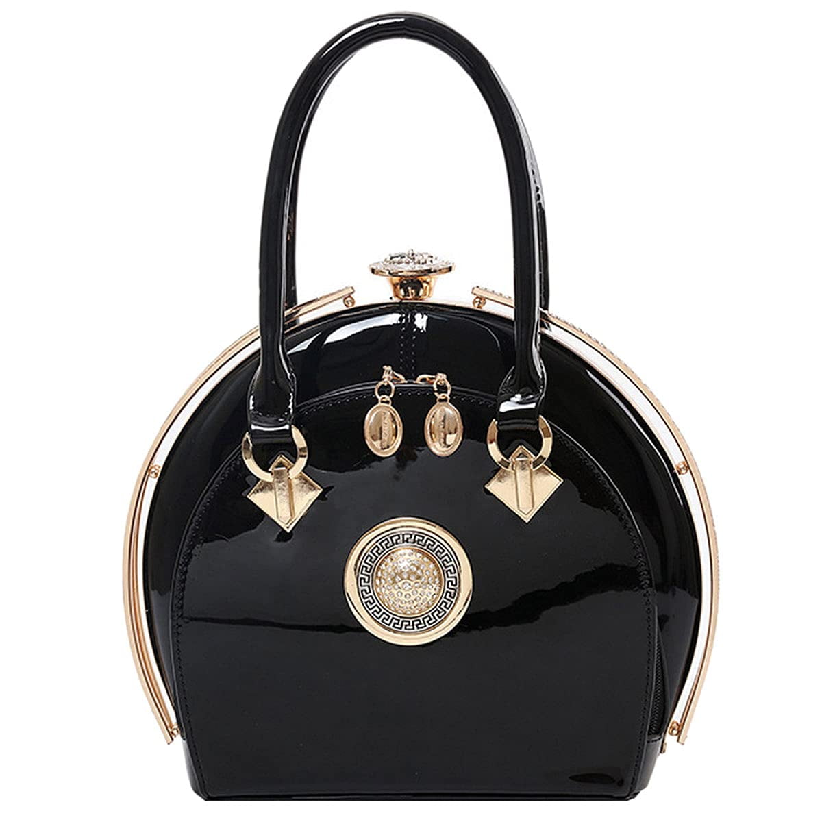 Fashion Women Handbag Satchel Shoulder Hobo Tote PATENT Bag Shell Shape BLACK 