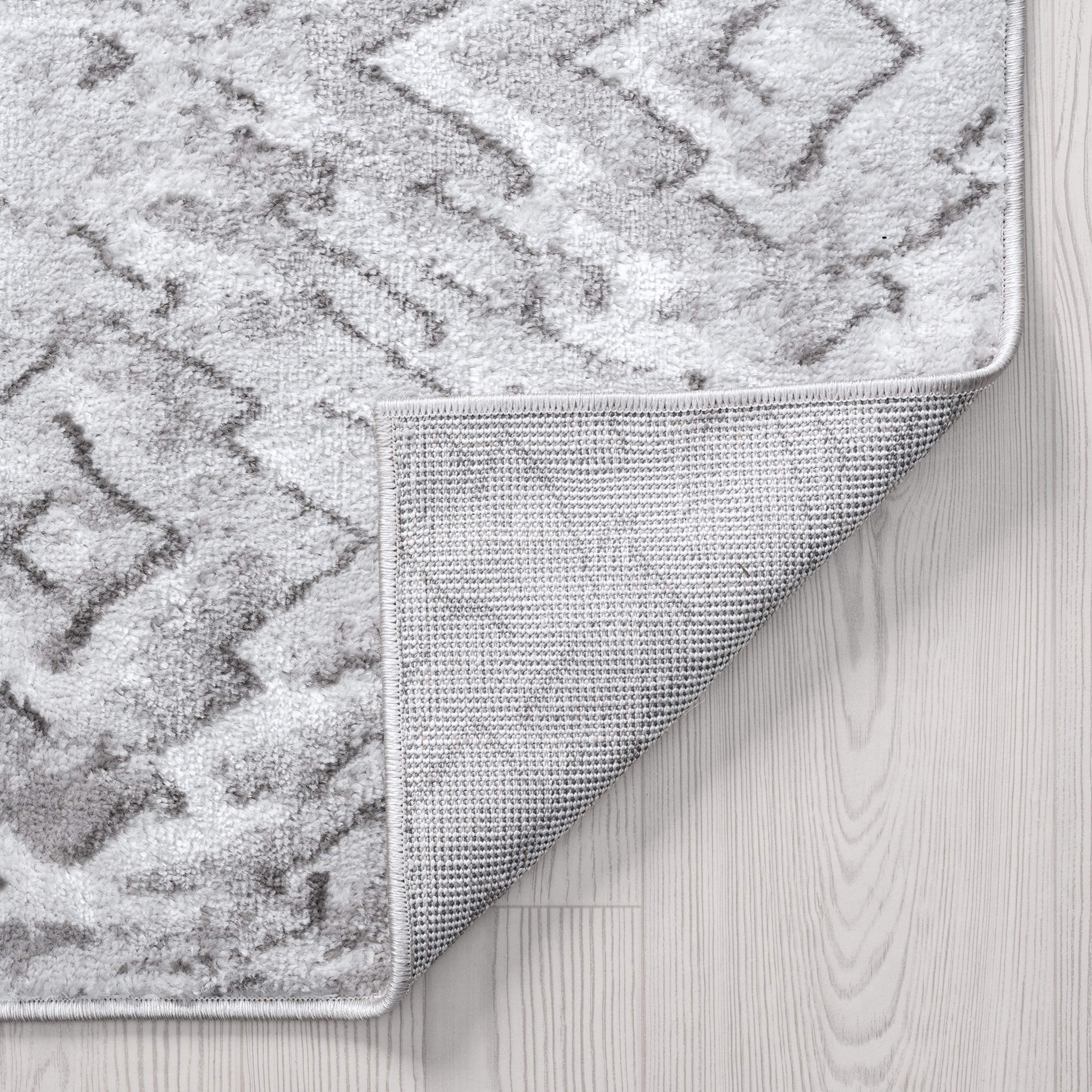 Contemporary 2x3 Area Rug (2' x 3') Geometric Silver, White Indoor Scatter Easy to Clean