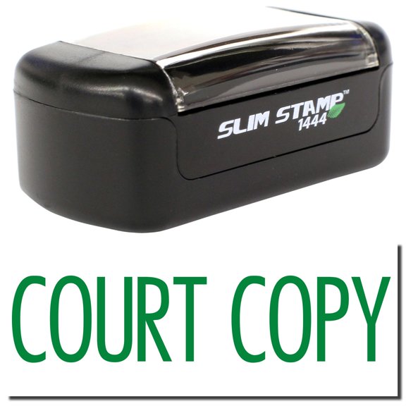 Slim Pre-Inked Narrow Font Court Copy Stamp, Slim 1444, Ultra Slim Design, Impression Size 1/2" by 1-3/4", Up to 25,000 Impressions - Green Ink