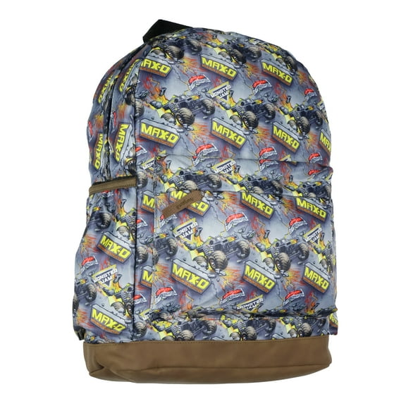 Monster Jam Backpack Maximum Destruction Max-D Monster Truck Allover Design School Laptop Tech Sleeve Travel Daypack 16"
