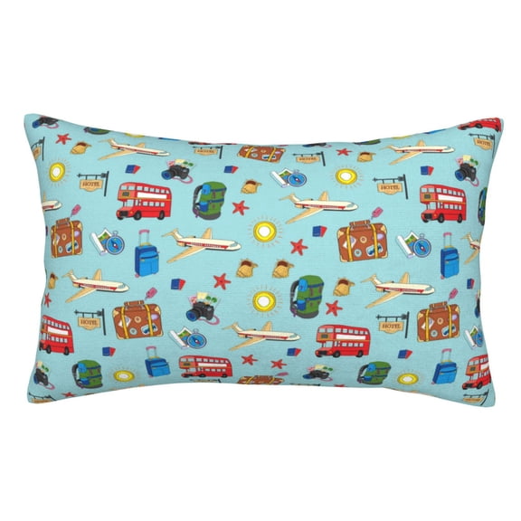 Kdxio Cotton Pillow Cases 14"x20" Pillowcases,Soft and Breathable Bedroom Pillow Cases-Travel1-No Pillow Core