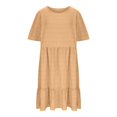 thumbnail image 7 of Tianiyouqing Pleated Dresses for Women 2024 Oversized Plus Size Ruffle Tiered Layered Flowy Pleated Dresses Short Sleeve Crew Neck Party Midi Dresses Khaki 5XL, 7 of 7