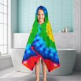thumbnail image 6 of Colorful Tie Dye Circle Pattern Hooded Bath Towel，50"x30" for Ages 3 To 12 Kids, Quick Dry Lightweight Soft Microfiber Hood Beach Towel Cover Up for Kids, 6 of 7