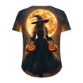 thumbnail image 4 of Witch Hat Cute Graphic T-Shirt for Women Crew Neck Short Sleeve Casual Tops Fall Tees Multicolor M, 4 of 5