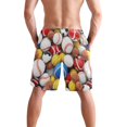 thumbnail image 2 of joogoo Men's Swim Trunks Footballs Baseballs Beach Shorts with Pockets 2XL, 2 of 6