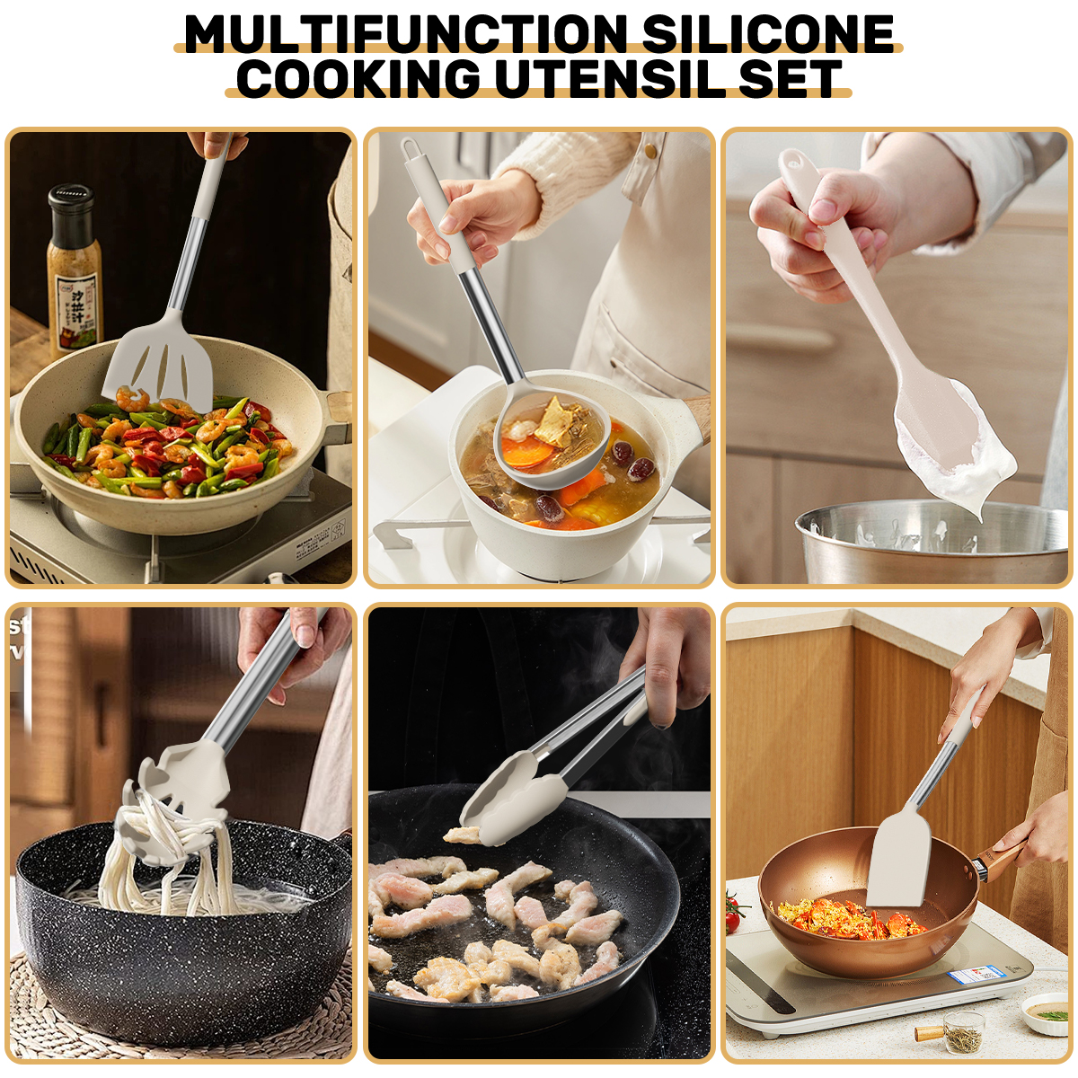 GPED 30-Piece Silicone Cooking Utensil Set with Stainless Steel Handles photo 5