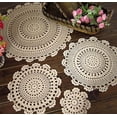 thumbnail image 3 of Fennco Styles Handmade Medallion Crochet Lace Round Cotton Placemat Doilies - 4 Pack (10-inch, White), 3 of 3