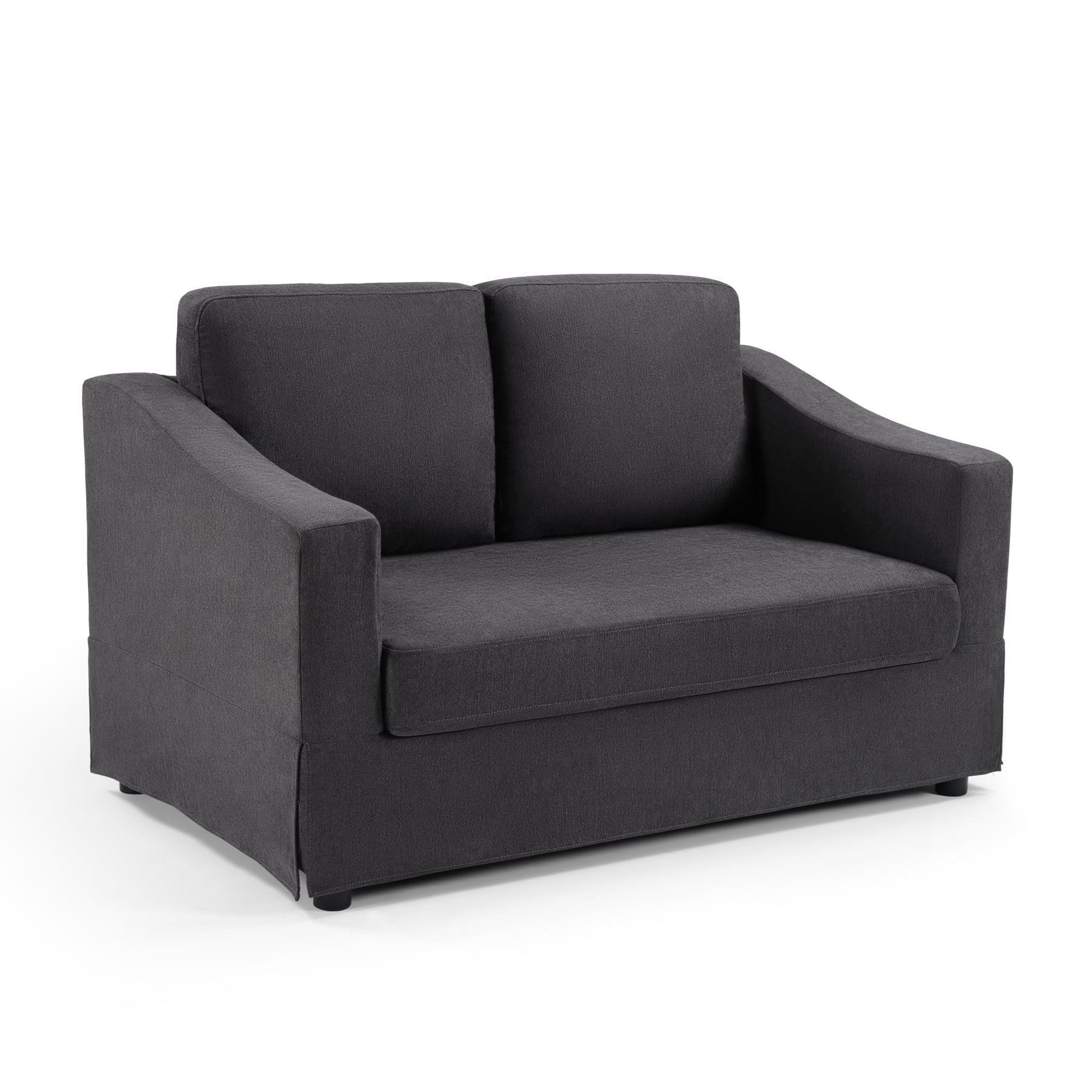 Ebello 2-Seater Loveseat Sofa, Thick Cushion Soft Fabric Upholstered Compact Couch for Living Room, Apartment, Office (Dark Gray)