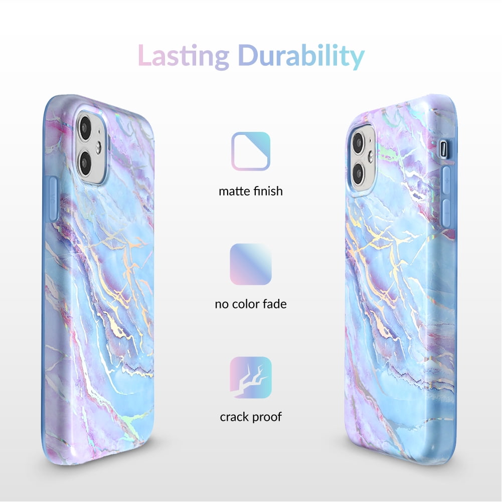 Velvet Caviar iPhone 11 Case - Cute Protective Phone Cases for Women - Iridescent Holographic Pink Blue Marble