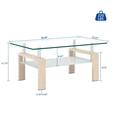 thumbnail image 2 of QJTC Table Basse Rectangulaire en Verre avec Tablette de Rangement, Table Basse Transparente avec Pattes en Métal Chêne pour Salon, 2 of 10