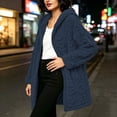 thumbnail image 6 of Fnooota Womens Fleece Jackets, Warm Long Sleeve Mid-length Lightweight Winter Outerwear with Pockets Navy Size S, 6 of 7