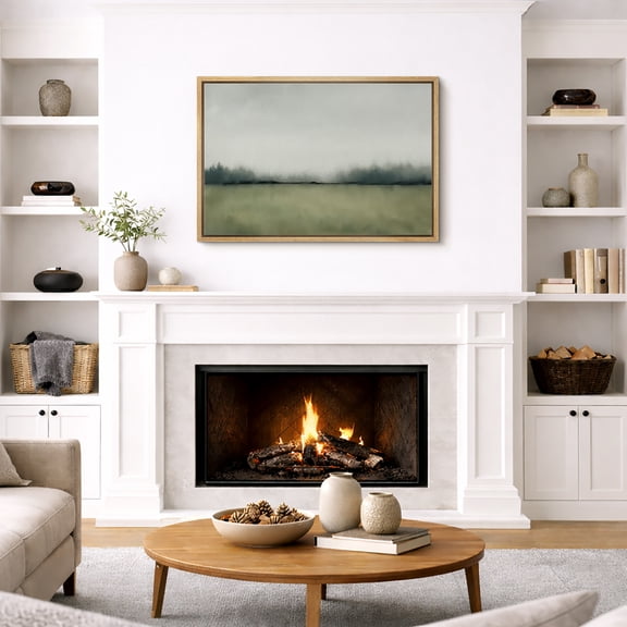 Framed Canvas Print Vintage Country Landscape Wall Art Modern Farmhouse Decorative for Living Room Bedroom - 16"x24" NATURAL