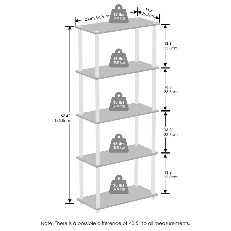 Furinno Turn-N-Tube 5-Tier Shelving Unit, Black photo 4