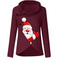 thumbnail image 3 of Blouse à Manches Longues avec Imprimé de Noël pour Femmes, Col Roulé à Boutons, Chandail en Molleton, Chandail, 3 of 3