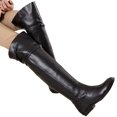 thumbnail image 3 of Xiaoxatg Autumn Winter Women's Over Knee Long Boots Flat Heel Leather Tall Barrel Footwear 8.5 Black, 3 of 7