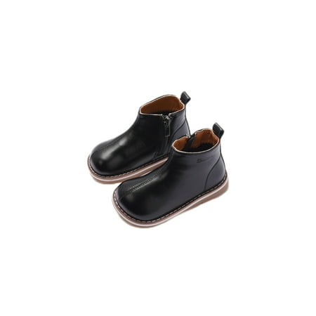 

SIMANLAN Children Toddler Boot Cotton Lining Crib Shoes Zip Up Ankle Boots Outdoor Comfort Low Calf Booties Walking Soft Sole Winter Shoe Cotton Black 11C