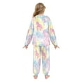 thumbnail image 3 of Fluffy Pajamas Set Fuzzy Winter Warm Pj Sets Pullover Tops and Long Pants Pastel Unicorns and Bows Medium, 3 of 8