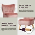 thumbnail image 6 of Giantex Set of 2 Armless Accent Chair, Wingback Velvet Sofa Chair w/Wood Legs & Thick Padded Seat, Upholstered Leisure Club Chair, Pink, 6 of 8