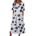 thumbnail image 1 of Gibobby Vestidos Casuales para Mujer Vestido informal de bolsillo elegante con temperamento de cuello redondo estampado para mujer(Negro,XXL), 1 of 3