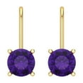 thumbnail image 3 of Clara Pucci 1.5Ct Natural Amethyst Round Cut VVS1 Lever Back Drop Dangle 14k Solid hypoallergenic Gold Designer Earrings For February, 3 of 7
