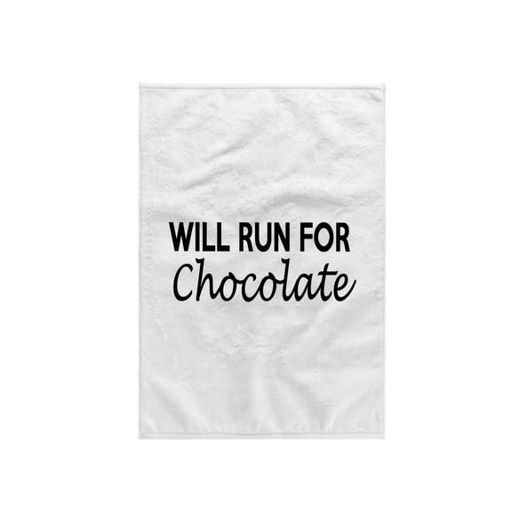 3dRose, WILL RUN FOR CHOCOLATE, 15x22 Hand Towel