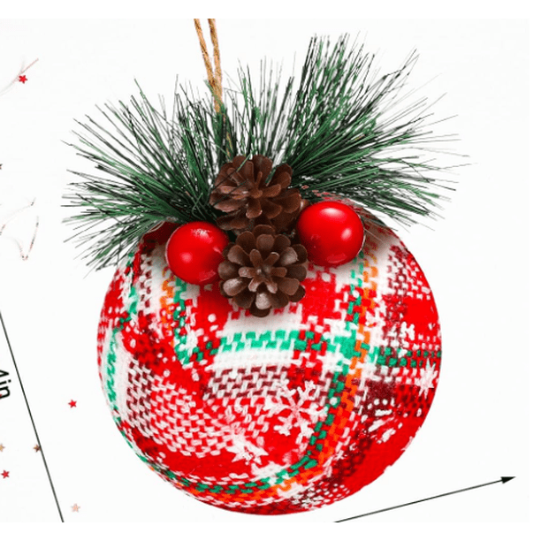 Bola de tela hecha a mano para Navidad, rejilla decorativa hecha a mano, colgante para árbol de Navidad
