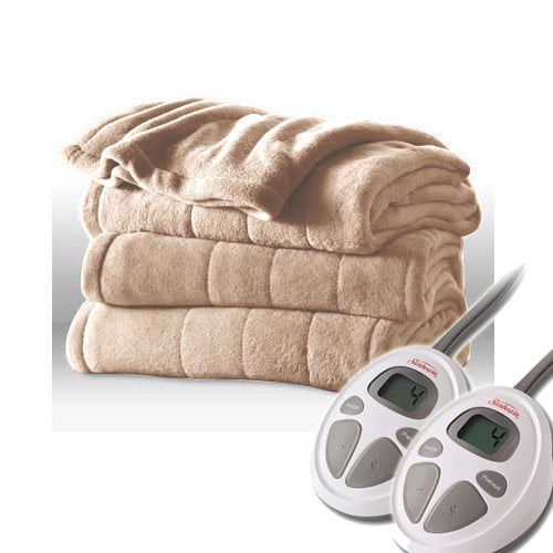 Sunbeam Channeled Velvet Plush Electric Heated Blanket King Size