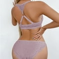 thumbnail image 4 of Brasier sin Varillas Mujer conjunto de Sujetador con Botones En La Parte Delantera y Trasera Fruncidos con Encaje Estampado A Rayas para Mujer Mediana, 4 of 5