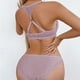 thumbnail image 4 of Brasieres de Mujer conjunto de Sujetador con Botones En La Parte Delantera y Trasera Fruncidos con Encaje Estampado A Rayas para Mujer Grande, 4 of 5