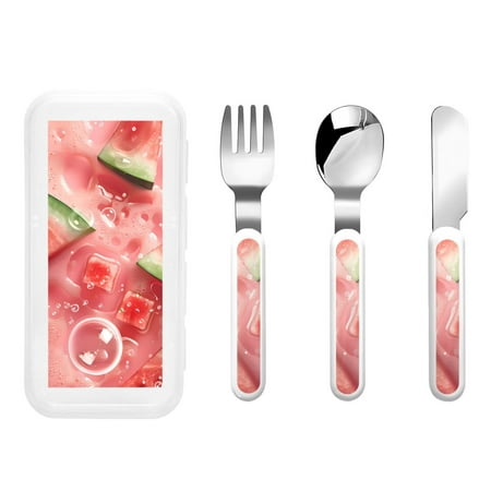 

Qokaie Refreshing Watermelon Slices for Stainless Steel Kids Silverware Set - Children’s Utensil Set - Children s Knife Fork And Spoon Set
