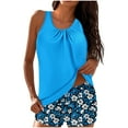 thumbnail image 2 of Guieoi Plus Size Swimwear Women's Swimwear Fashion Set Sports Two-Piece Swimsuit Women's Tank Top with Shorts Swimsuit Set Floral Print Multicolor L, 2 of 6