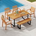 thumbnail image 1 of Costway 6PCS Patio Dining Table Set, Table with 4 Acacia Wood Armchairs & Backless Bench, 1 of 10
