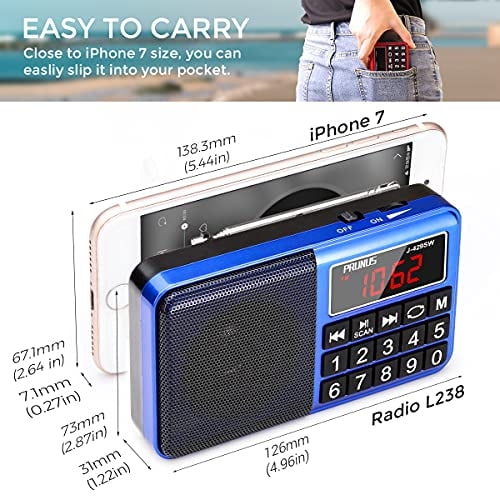 TRUNUS 429 Radio Pequeña, Radio de Bolsillo, Radio AM FM Enchufe de Pa