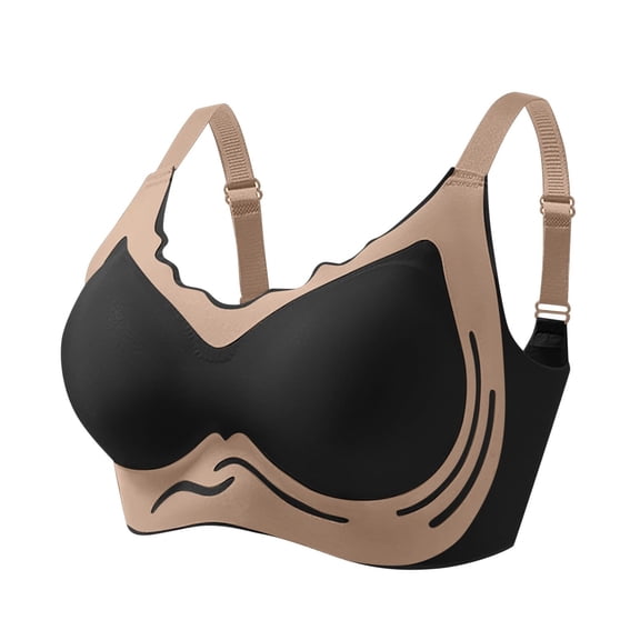Zpanxa Wireless Back Closure Bra Color Block Pattern for Women Thin Breathable Fabric Seamless Full Coverage Comfort Bra No Underwire
