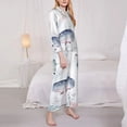 thumbnail image 4 of Kll Sea Animals Print Women'S Long Sleeve Pajamas With Pants Sleepwear Loungewear 2 Set-Large, 4 of 9