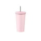 thumbnail image 1 of Inteprter Frasco de vacío de acero inoxidable, paja desmontable antideslizante, 500ml, reutilizable, lavable, para leche, café, agua, taza, suministros Cocina y Comedor Rosado Inteprter HA073675-03B, 1 of 6