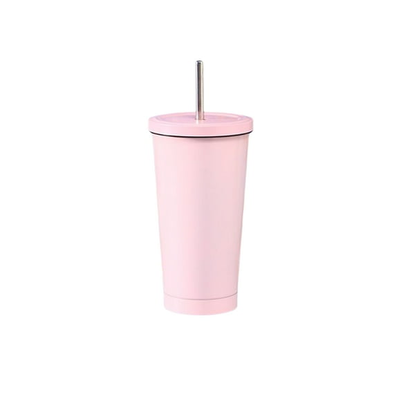 Matsuzay Frasco de vacío de acero inoxidable, paja desmontable antideslizante, 500ml, reutilizable, lavable, para leche, café, agua, taza, suministros Cocina y Comedor Rosado Matsuzay HA073675-03B