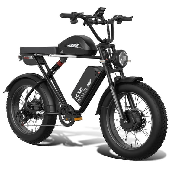 2000W Electric Bike for Adults Dual Motor AWD Ebike, 52V 43AH Dual Battery Long Range 20” Fat tire Electric Bikes Full Suspension Hydraulic Brakes