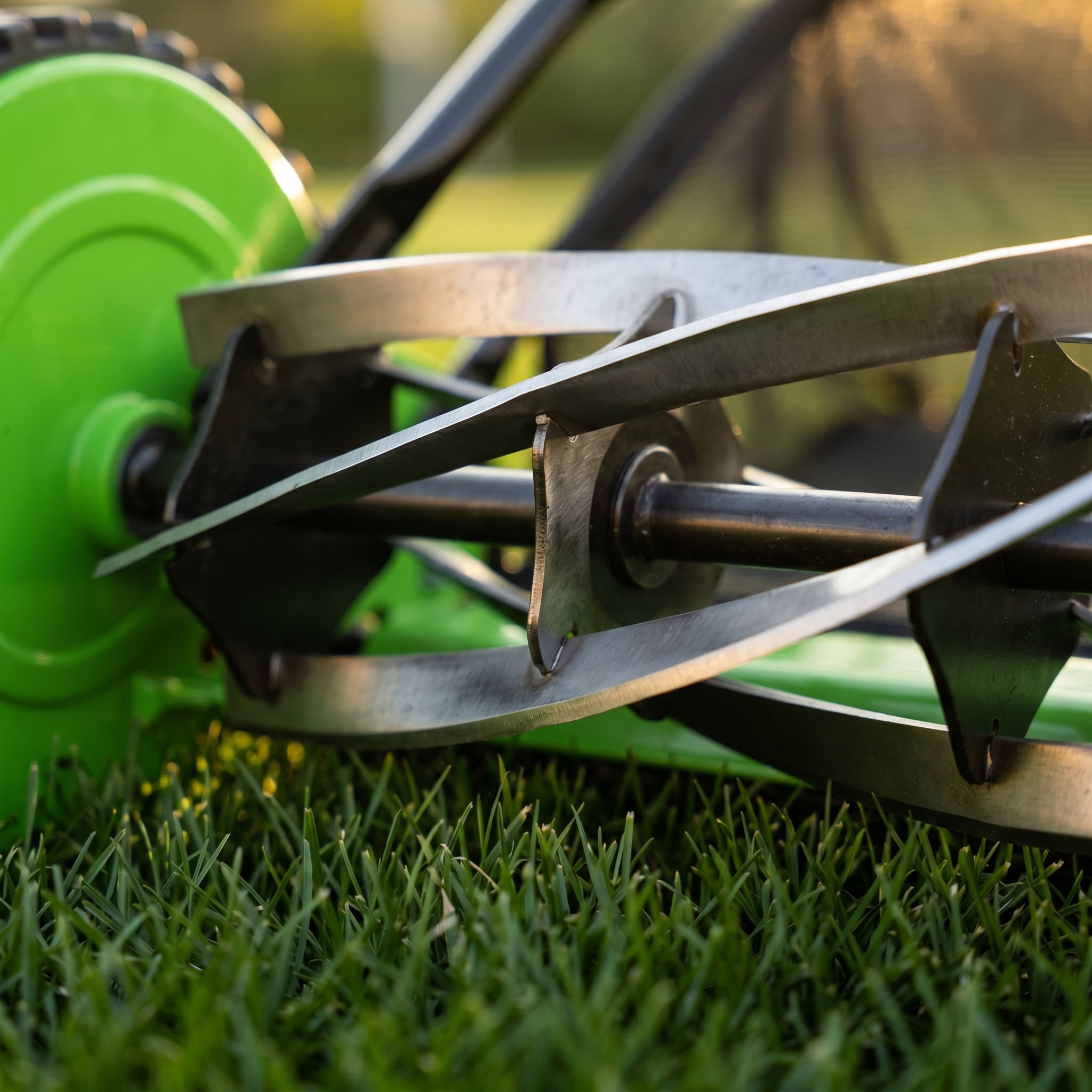 Zateety 14-Inch 5-Blade Push Reel Lawn Mower with Grass Catcher, GREEN COLOR