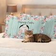 thumbnail image 3 of Happy Easter Pillow Covers 2 Pack White Rabbit Tail Pink Blue Eggs Floral Leaf Teal Green Wood Grain Pillowcase Waterproof Outdoor Throw Pillow Cover for Patio Balcony Rectangular Cushion 20”x12”, 3 of 9