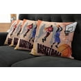 thumbnail image 2 of Ambesonne Sports Throw Pillow Cover 4 Pack, Vintage Basketball Art, 16", Orange Black, 2 of 6