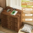 thumbnail image 4 of Pikvki Nightstand Set of 2 with 3 Drawer,Modern Fluted End Table with Charging Station for Bedroom,Living Room,Walnut Color, 4 of 7