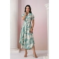 thumbnail image 2 of Pista Seafoam Base Cream Russian Silk Floral Printed Midi Dress, 2 of 5
